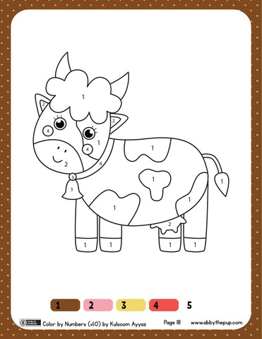 Cow Color By Numbers 1 4 Coloring Page